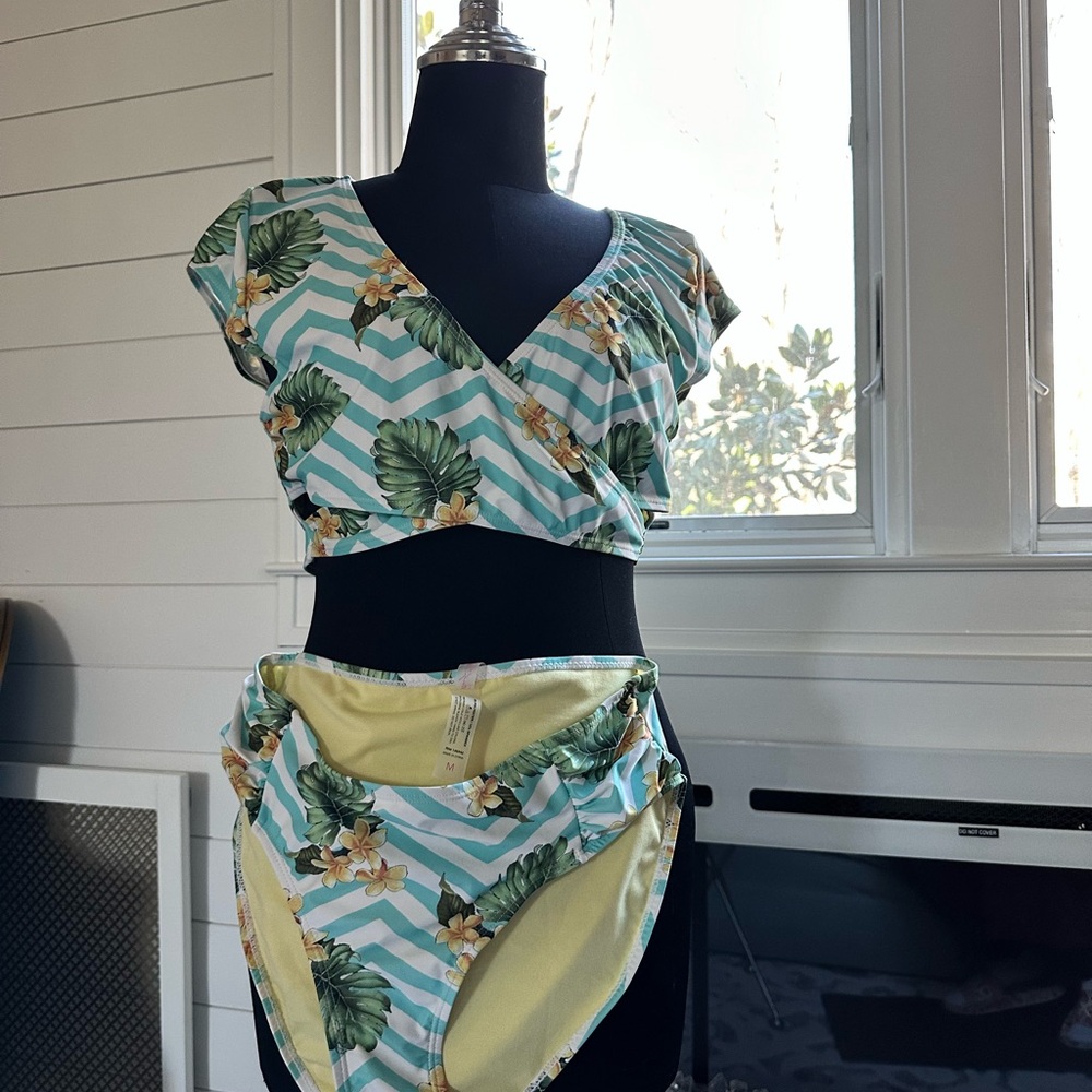 Blue, Green and Yellow Leaf Bikini